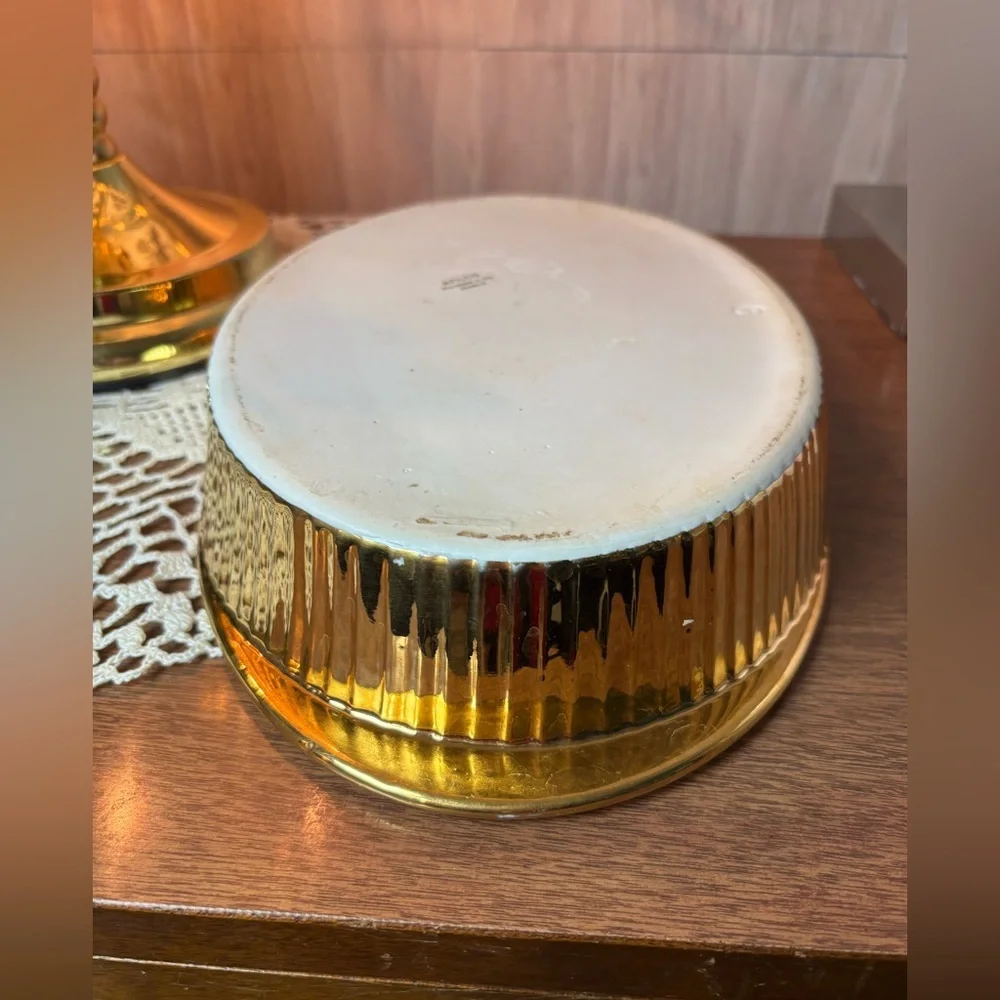 Vintage Aplico Gold Scalloped Bakeware Oval Serving Dish Made in France